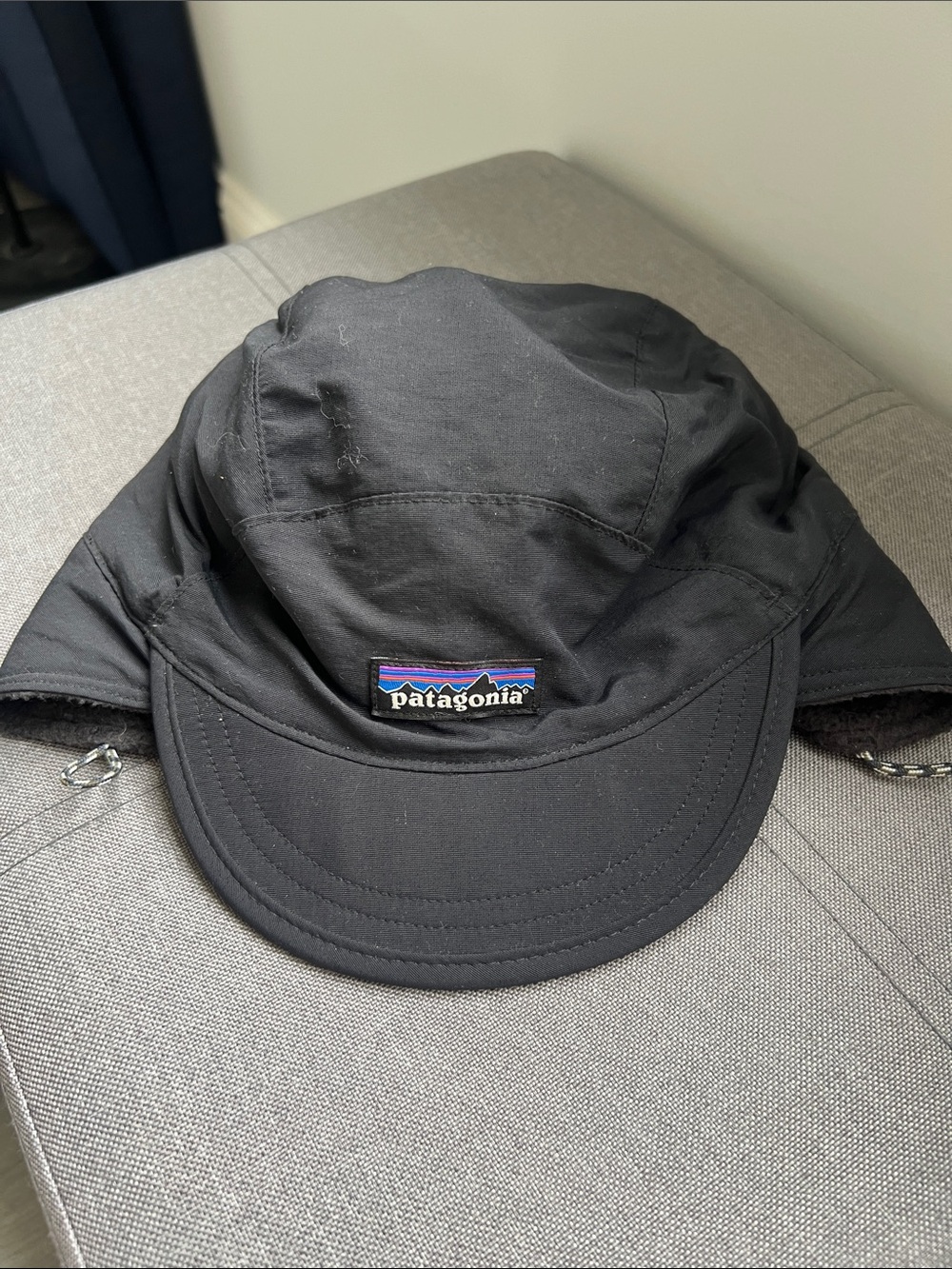 Patagonia Black Cap with Fold-Down Ear Flaps